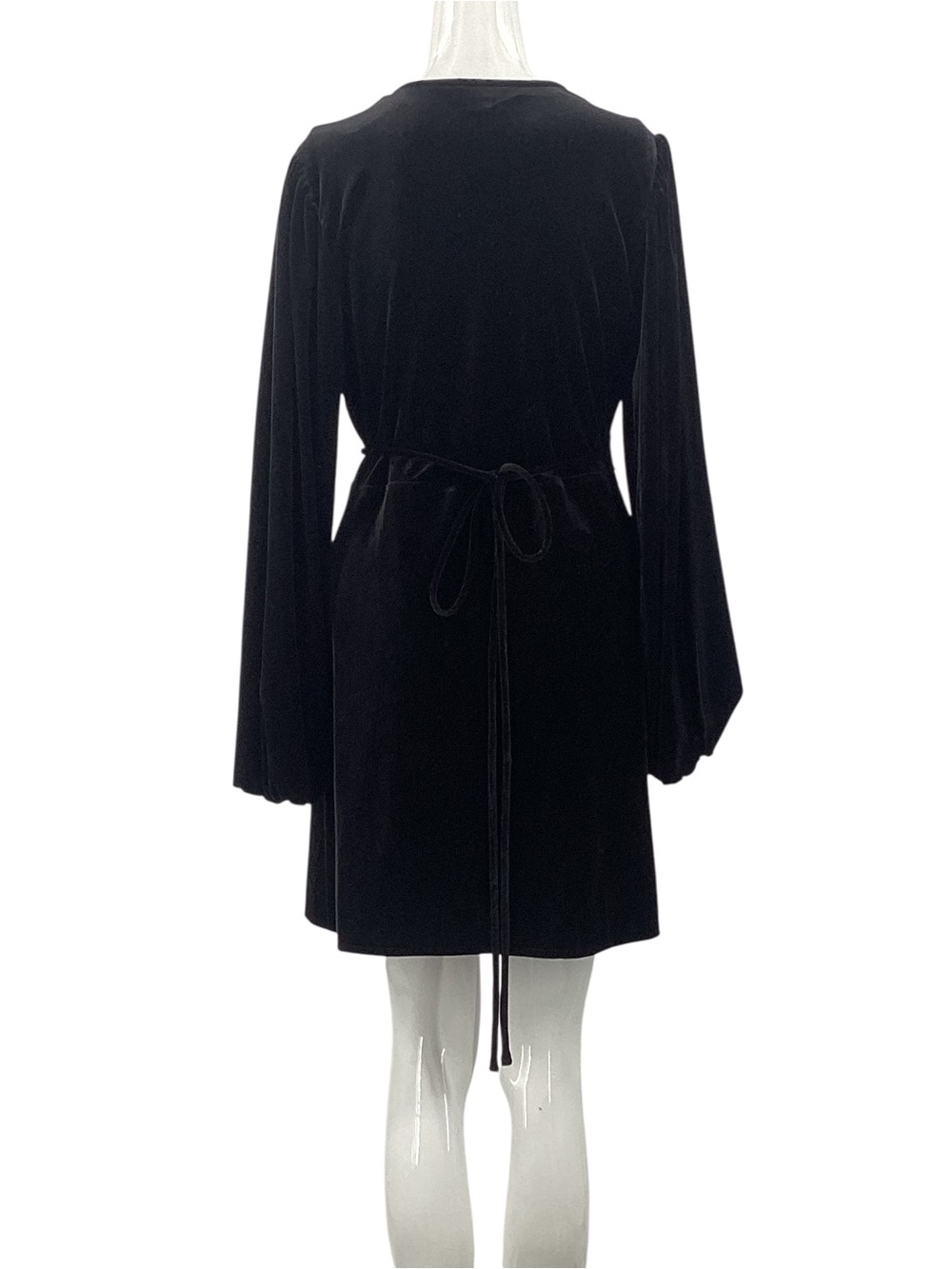 Gianni Bini Black Velvet Wrap Long-Sleeve Dress - Picture 2 of 10
